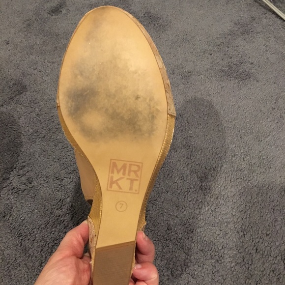 Market leather sling-back cork wedges - Picture 4 of 8